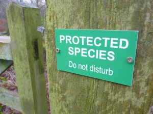 protected-species-sign-on-gate-post